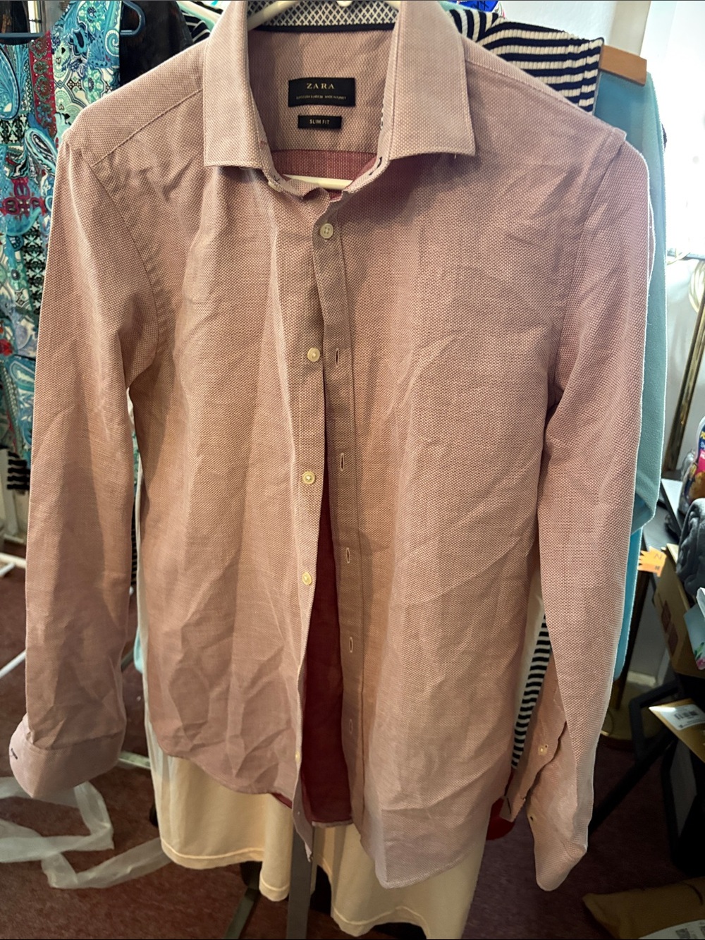 Zara Men’s Light Pink Button-Down Oxford Shirt